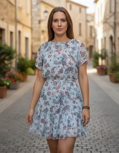 Vestido Manga Larga Gasa Volados Talle 1-2 Oferta Lazo