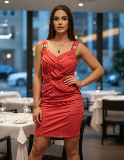 Vestido Seda Fria Al Cuerpo Con Strass Talle M Y L Oferta