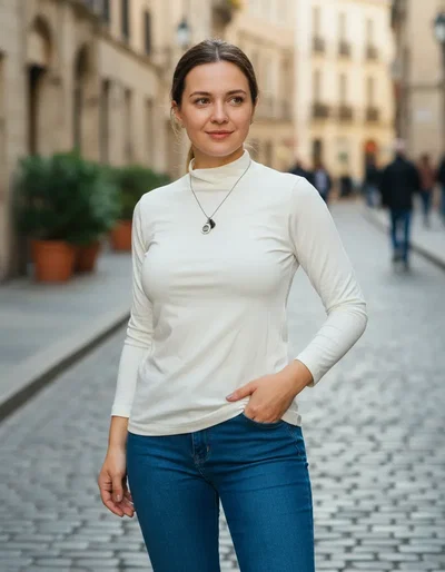 Remera Manga Larga Modal Media Polera Blanca Talle M Oferta