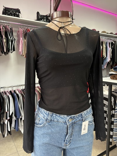 Remera Tul Con Strass