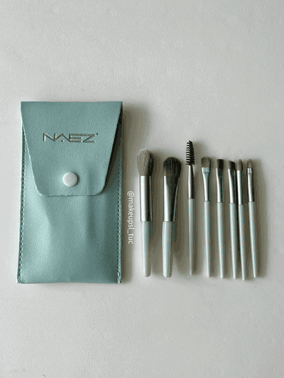 Set x8 brochas para maquillaje con estuche 
