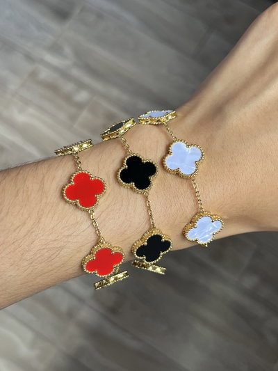 Pulsera de trebol en acero dorado (surtido)