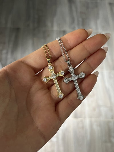 Cadenita cruz con strass