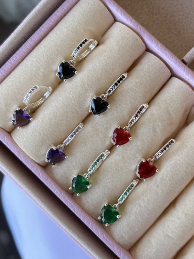 Aros corazon con strass