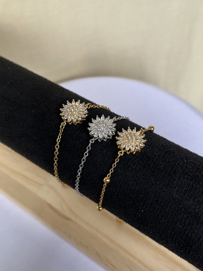 pulsera con girasol giratorio en Acero QyD