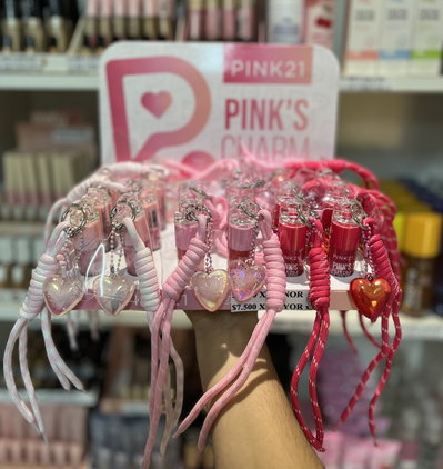 Brillo labial portacelular + llavero Pink21 Packx3
