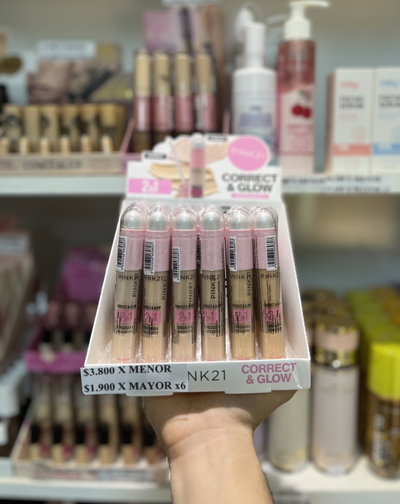 Corrector líquido + iluminador en barra Pink 21 Packx6