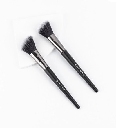 Brocha rubor, contorno, iluminador City Girl pack x2