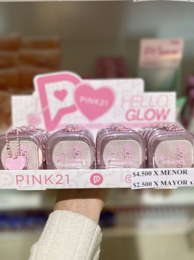 Iluminador en polvo + llavero Pink21 pack x3
