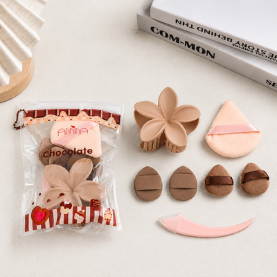 Set chocolate con broche y esponjas pack x3