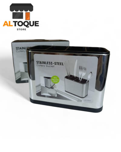 Escurridor Cubertero de Acero Organizador Cubiertos con Division Plateado