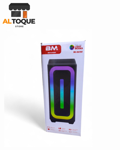 Parlante Bluetooth 2×4″ 20 W con luces RGB y modos