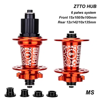 Juego de mazas ZTTO DR290 32H 6 palas MS eje pasante y QR / body MS / Rojo