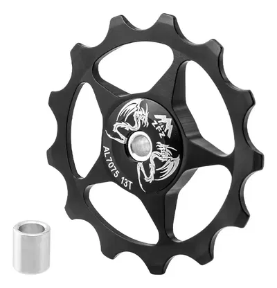 Rueda polea roldana descarrilador trasero aluminio 13T Negro