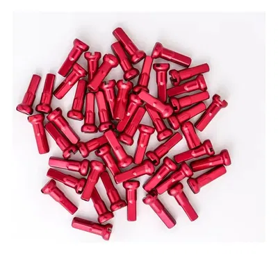 72 niples aluminio 14mm x 2mm Rojo
