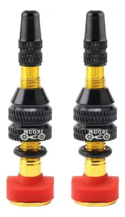 Kit válvulas tubeless presta aluminio 40mm desmontables x2 Dorado