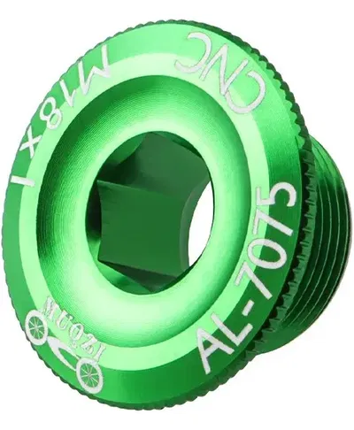 Tornillo tapa centro palanca M18x1 aluminio 7075 anodizado Verde