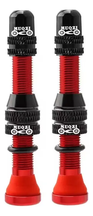 Kit válvulas tubeless schrader aluminio 60mm desmontables x2 Rojo