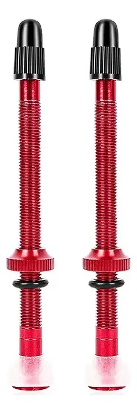 Kit válvulas tubeless presta aluminio 80mm desmontables x2 Rojo