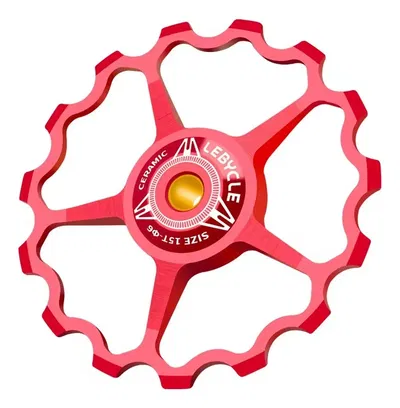 Rueda polea roldana descarrilador trasero aluminio 15T cerámico Rojo