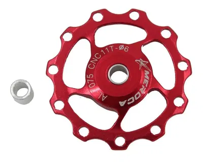 Rueda polea roldana descarrilador trasero aluminio 11T Rojo