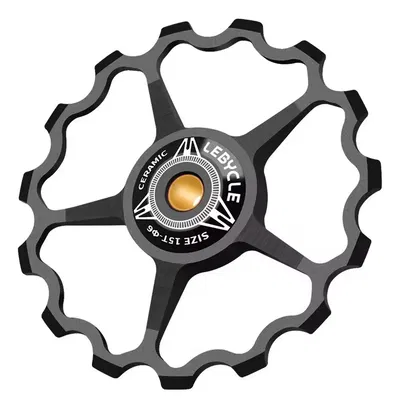 Rueda polea roldana descarrilador trasero aluminio 15T cerámico Negro