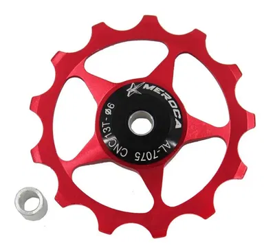 Rueda polea roldana descarrilador trasero aluminio 13T Rojo