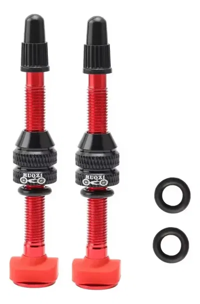 Kit válvulas tubeless presta aluminio 60mm desmontables x2 Rojo