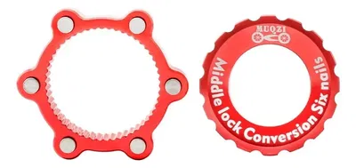 Adaptador maza disco freno centerlock a 6 tornillos Rojo