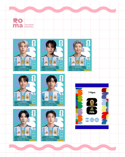 Figuritas del mundial - BTS - Fanmade - Sobre con 7 figuritas