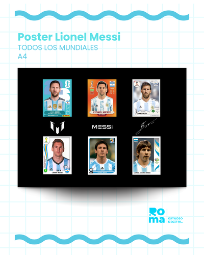 Poster A4 - Messi - Todos los mundiales