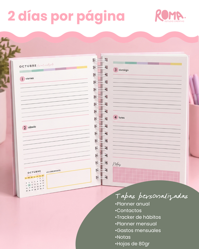 Agenda Dos días por página - TAPAS PERSONALIZADAS