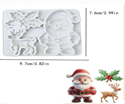 Molde de silicona PapaNoel, Reno y muerdago