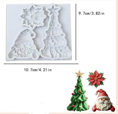 Molde de silicona Papá Noel con árbol y estrella