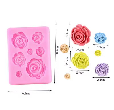 Molde de silicona Rosas x 7