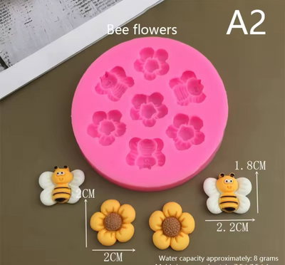 Molde de silicona Flores y abejas 