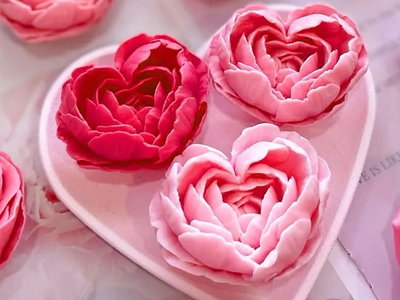 Molde de silicona Corazón con pétalos Grande