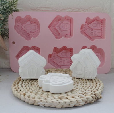 Molde de silicona Casitas x 6 monoporcion