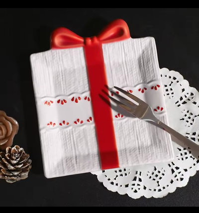 Molde de silicona Bandeja cuadrada con Moño y textura tejido y cinta broderie