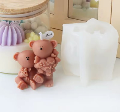 Molde de silicona Pareja osos lisos