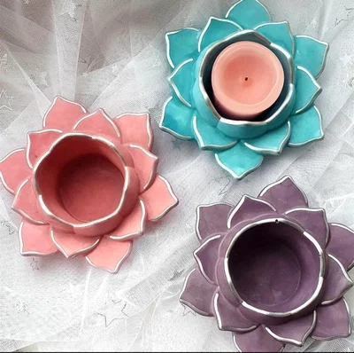 Molde de silicona cenicero porta vela o maceta Loto abierto