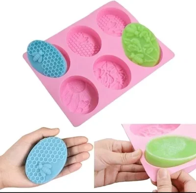 Molde de silicona Jabones abejas y panal x 6 ovalado