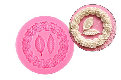 Molde de silicona Guirnalda de rosas y hojas x 2