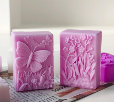 Molde de silicona Vela o Jabón mariposas y flores