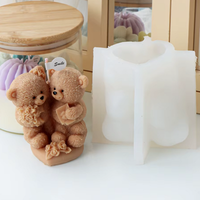 Molde de silicona Pareja de osos con peluche