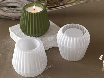 Molde de silicona Maceta porta vela conica abanico