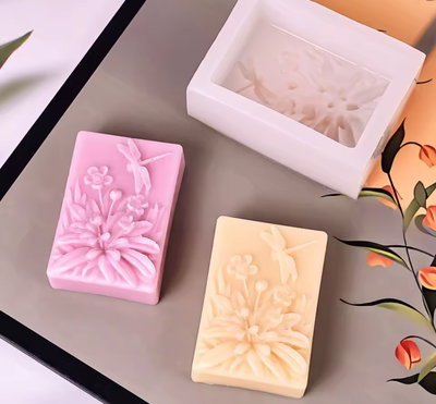 Molde de silicona Vela o Jabón libélulas y flores