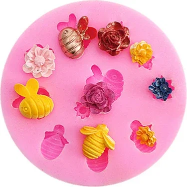 Molde de silicona abejas y flores 2