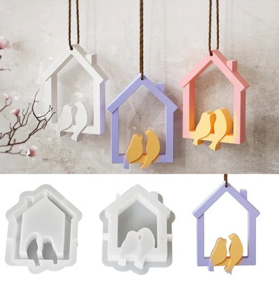 Molde de silicona Casita de pareja de pájaros para colgar