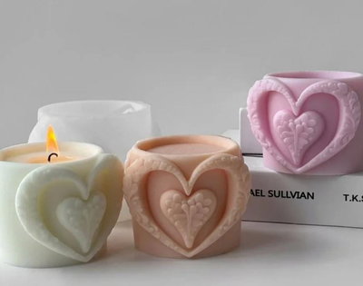 Molde de silicona Vaso Cuenco corazon tramado